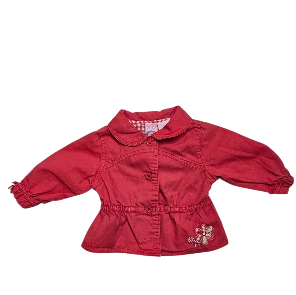 Baby Q Bright Pink Embroidered Cinch Waist Barn Coat 6-9 Months